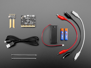 Kit Shot of the Moisture Bit with Included Components to make up the Soil Sensor Kit - Compatible with "FarmBeats for Students"