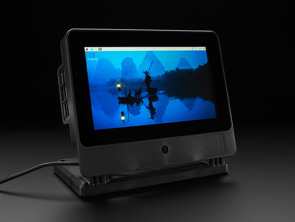 Touchscreen enclosure showing a desktop.