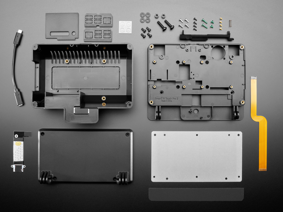 Kit Shot of the SmartiPi Touch Pro 3 (Large) Disassembled with all of the Included Components.