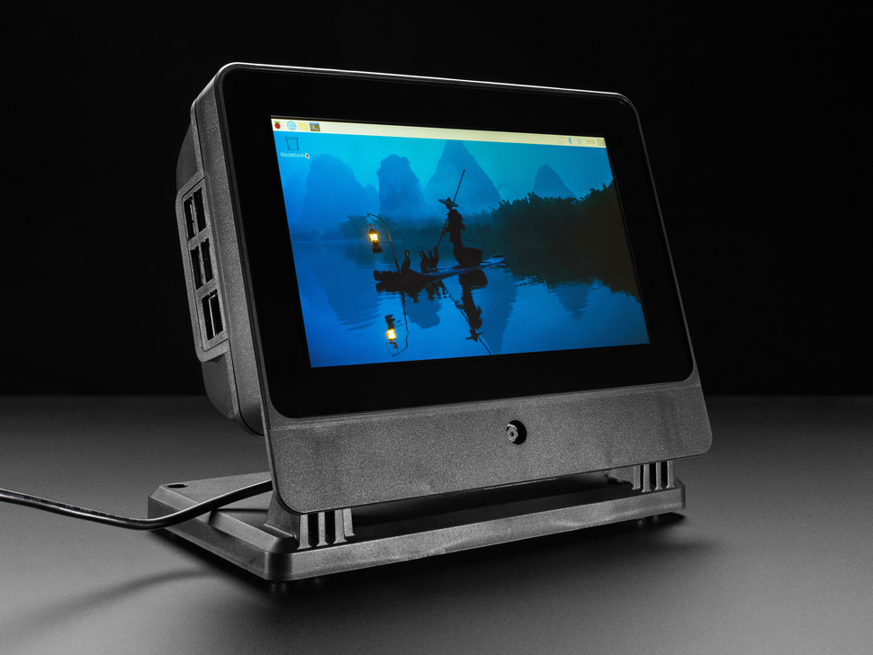 Touchscreen enclosure showing a desktop.