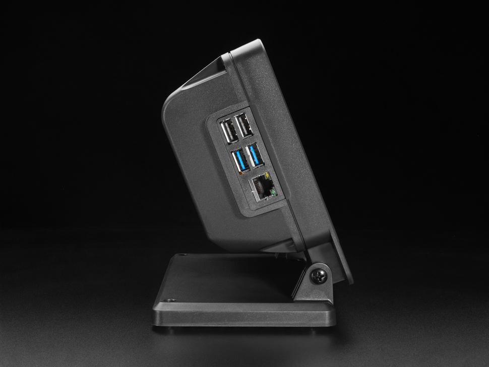 USB and Ethernet ports on assembled touchscreen enclosure.