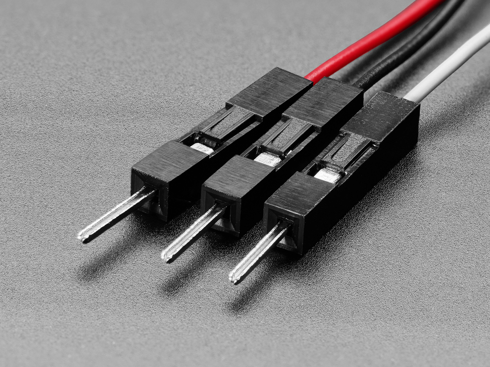 Close-up of three JST-SH plug headers on cable.
