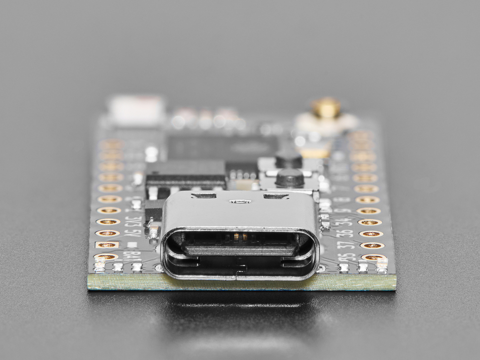 Close-up of USB-C connector on dev board.