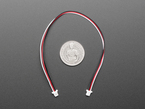 200mm long JST-SH 1mm pitch 3-pin cable with plug connector, framing a U.S. quarter for scale.