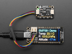 Temperature and pressure sensor breakout displaying sensor information on a connected TFT display breakout.