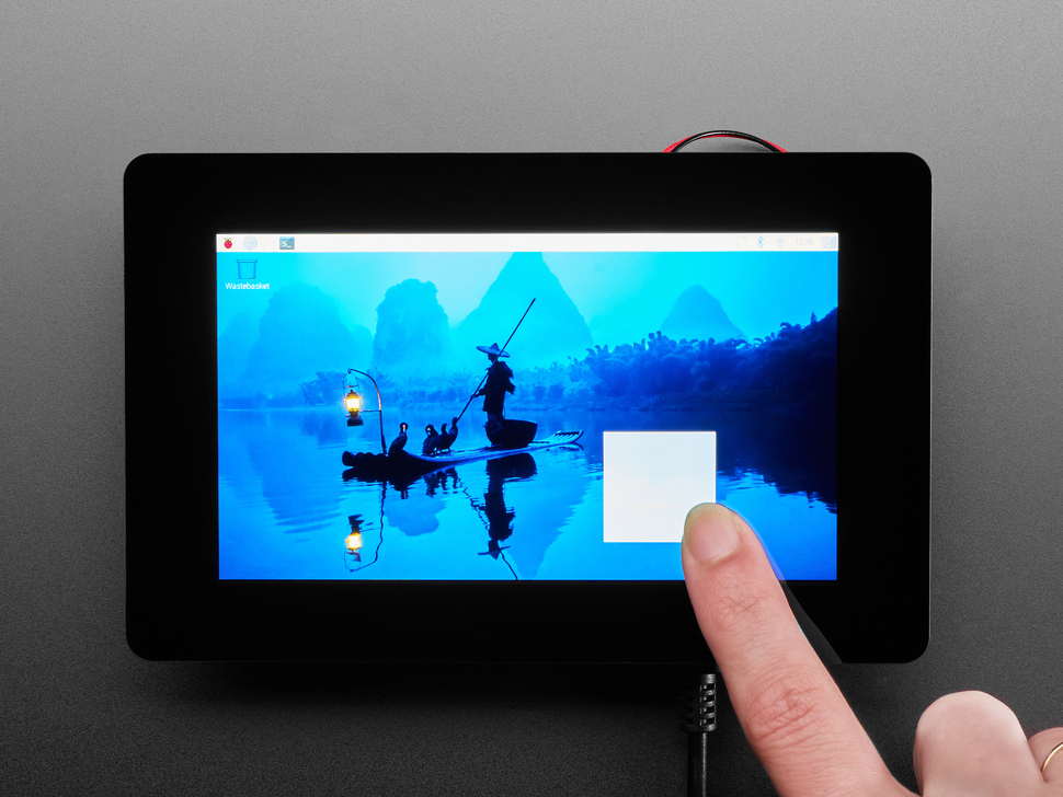 Finger creating a box on a touchscreen.