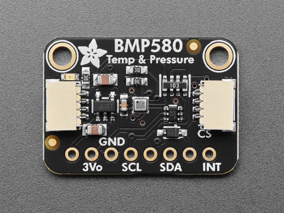 Overhead shot of BMP580 temperature and pressure sensor breakout.