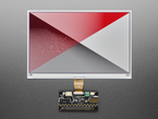 Black, rectangle-shaped electronic ink driver add-on board powering a 7.5" tri-color electronic ink display in red, black, and white.
