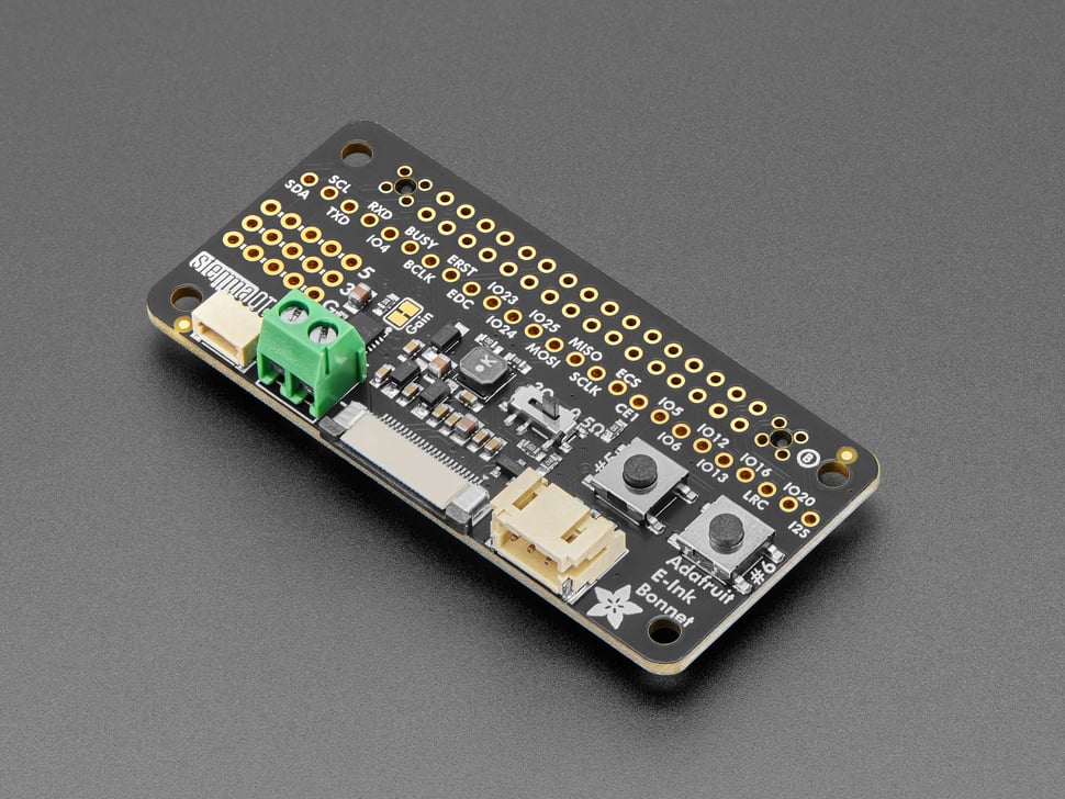 Black, rectangle-shaped electronic ink driver add-on board.