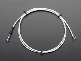 Top down view of a white High Temp Waterproof DS18B20 Digital temperature sensor.