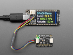 Temperature/pressure sensor breakout hooked up with a microcontroller with a TFT screen, which displays sensor information.