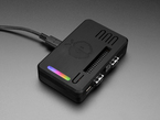 Angled Demo Shot of the Assembled Snap-on Enclosure with the Fruit Jam inside and powered on showing a rainbow effect of the LED's.