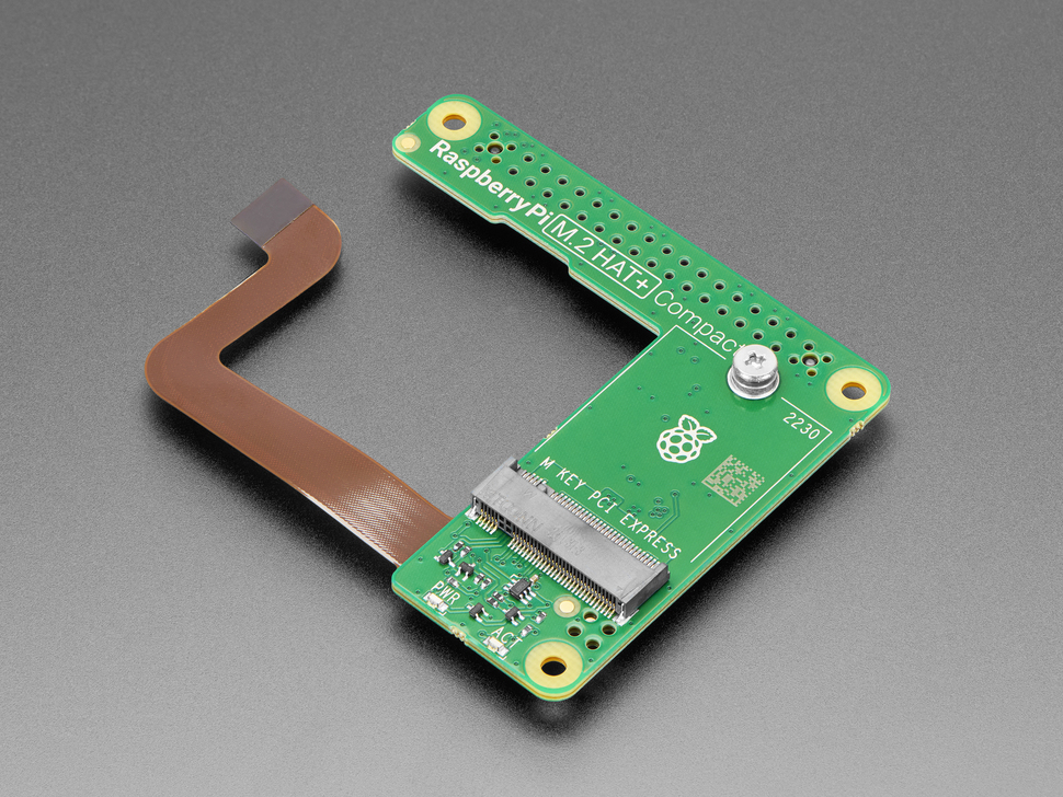 Angled Shot of the Raspberry Pi M.2 HAT+ Compact.