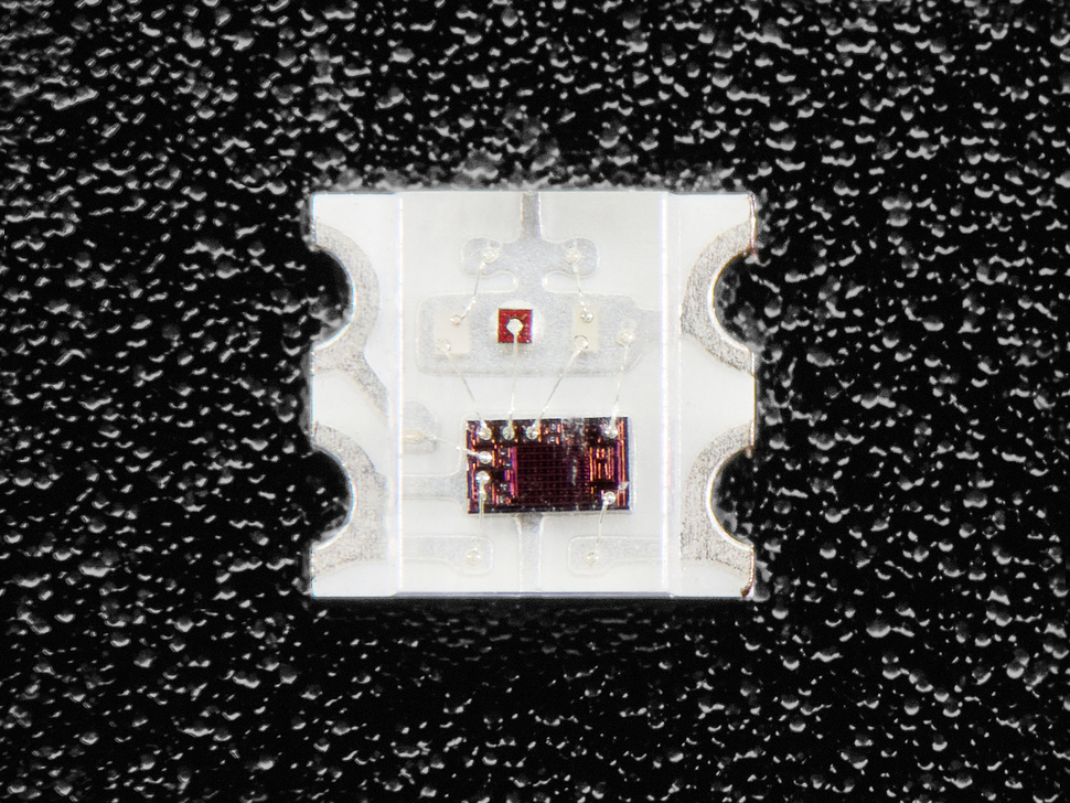 Top Down Shot of the Front to one of the NeoPixel Nano 2020 RGB LEDs
