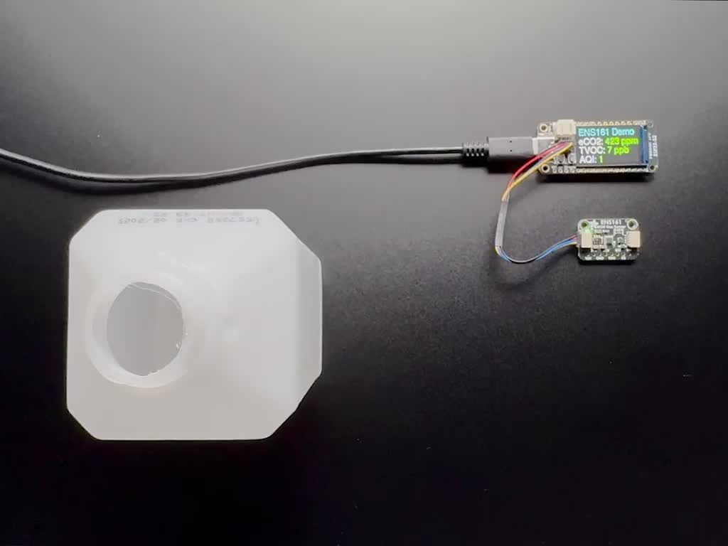 Video of an alcohol swab wafted over a gas sensor connected to an OLED display and microcontroller. The alcohol values on the OLED spike 