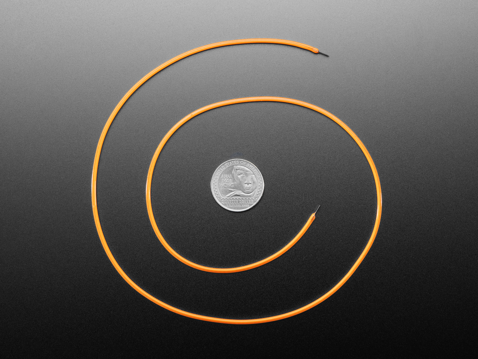 U.S. quarter encircled by a 600mm long LED filament.