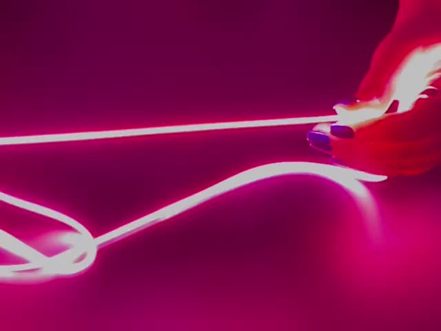 Video of pink LED filament being played with.