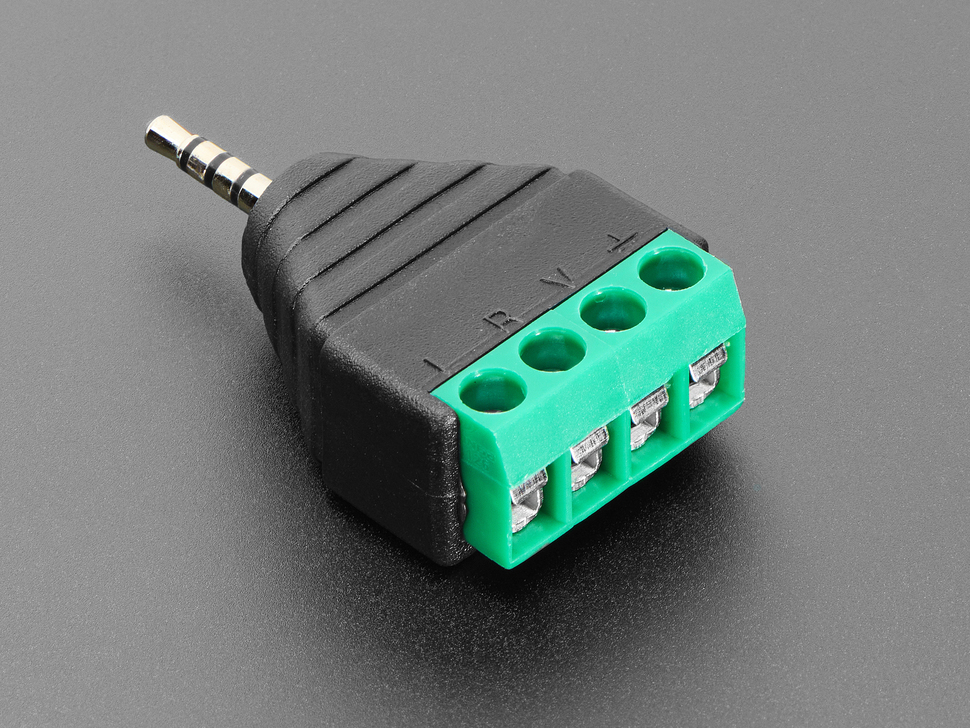 Angled Shot of the 2.5mm TRRS plug terminal block (terminal block side).