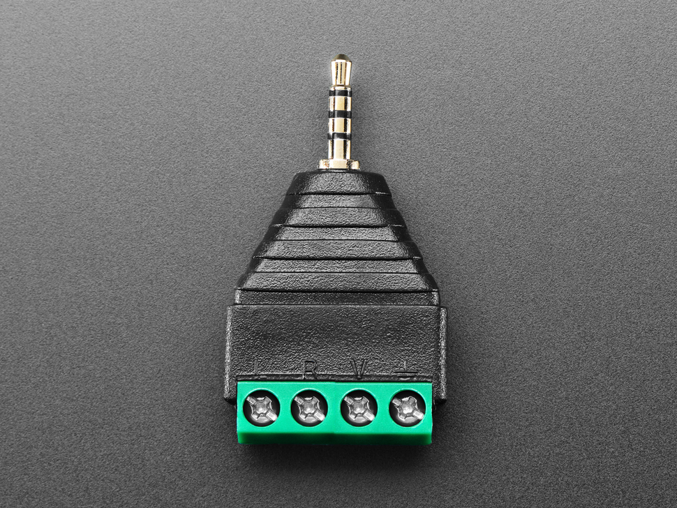 Top Down Top Shot of the 2.5mm TRRS plug terminal block.