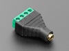 Angled shot of audio jack 4-pin terminal block