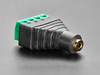 Angled profile shot of audio jack 4-pin terminal block.