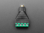 Overhead shot of audio jack 4-pin terminal block.