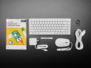 Top Down Kit Shot of the Raspberry Pi 500+ Desktop - Full Computer Kit