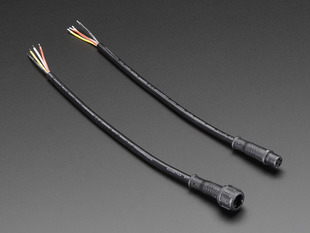 Two black, waterproof, 4-wire cable assemblies.