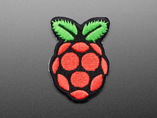 Top Down Front Shot of the Raspberry Pi - Skill badge, iron-on patch.