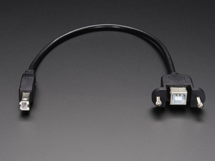13" long panel mount cable with USB-B socket and USB-B plug.