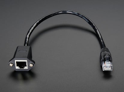 13" long panel mount Ethernet extension cable.