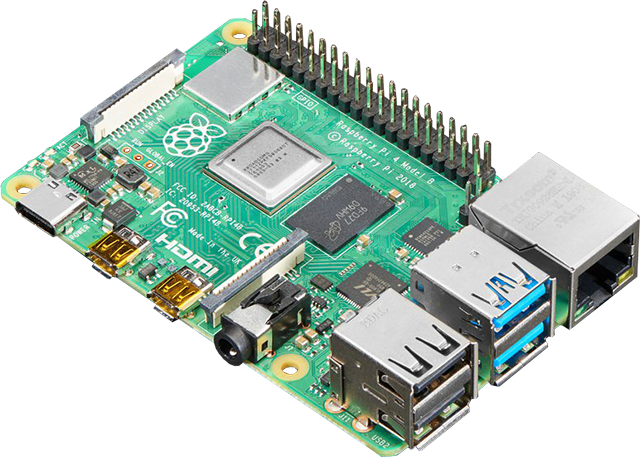 Top view of a Raspberry Pi 4 Model B